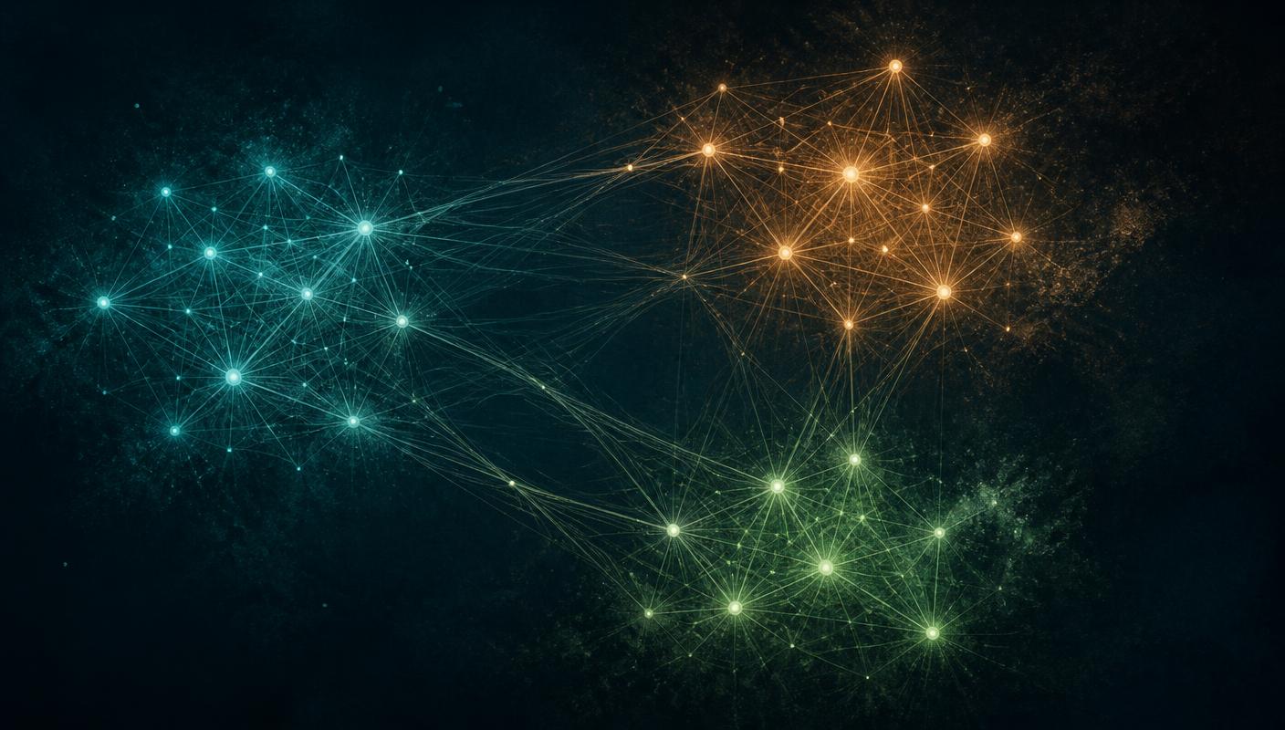 A network of networks: three connected constellations